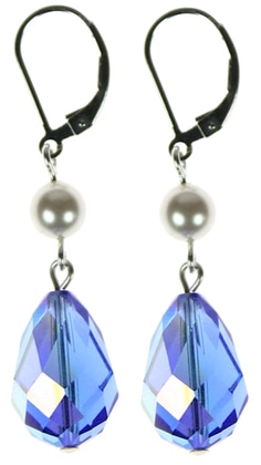 Sterling Silver Swarovski & Vintage Swarovski Crystal Sapphire drop earrings