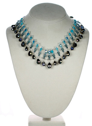 One of a Kind Sterling Silver Swarovski Crystal Resort Glamour Collar Necklace