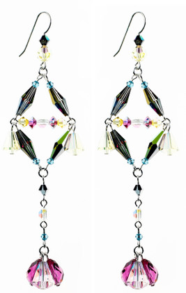 Sterling Silver Swarovski Crystal Divine Shoulder Duster  Earrings - Carnival