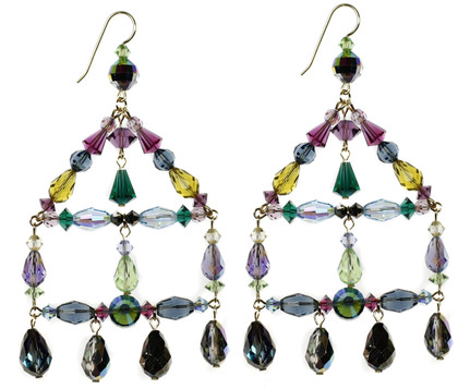 Colorful Vintage Swarovski Crystal Chandelier Earrings on 14k Gold Filled Metal