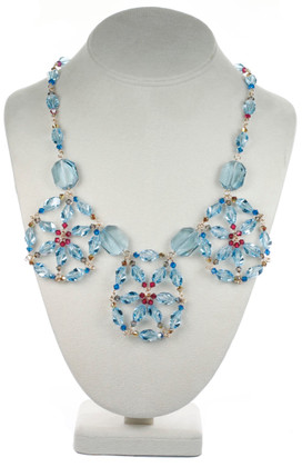 Swarovski Crystal & Sterling Silver Blue Medallion One of a Kind Statement Necklace